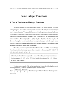 Integer Functions - Books in the Mathematical Sciences
