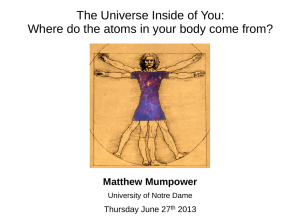 The Universe Inside of You: Where do the atoms in your body come