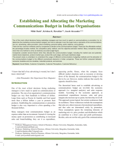 Establishing and Allocating the Marketing Communications Budget