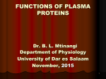 FUNCTIONS OF PLASMA PROTEINS