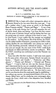 ANTONIN ARTAUD AND THE AVANT