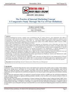 The Practice of Internal Marketing Concept A Comparative Study