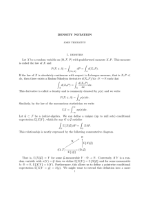 DENSITY NOTATION 1. densities Let X be a random variable on (Ω