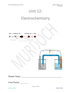 Unit 12: Electrochemistry
