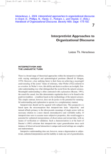 Interpretivist Approaches to Organizational Discourse