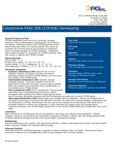 Cytochrome P450 2D6 (CYP2D6) Genotyping