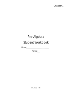 Pre-Algebra Student Workbook