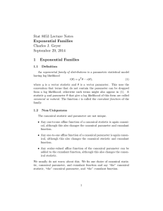 Stat 8053 Lecture Notes Exponential Families Charles J. Geyer
