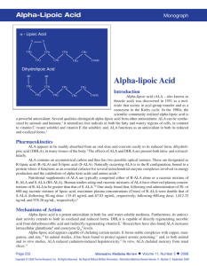Alpha-lipoic Acid Monograph - Alternative Medicine Review