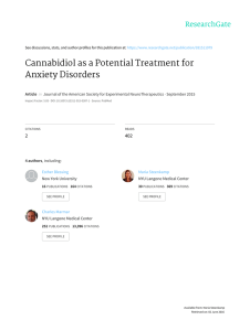 Cannabidiol as a Potential Treatment for Anxiety Disorders