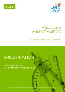 WJEC GCSE Mathematics Specification (From 2015