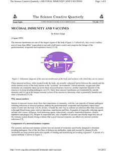 Article 1: Mucosal Immunity and Vaccines