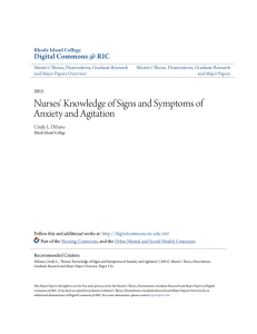 Nurses` Knowledge of Signs and Symptoms of Anxiety and Agitation