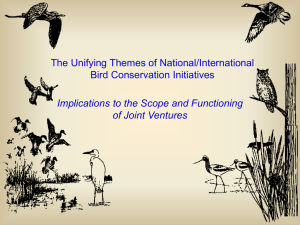 Unifying Themes of Bird Conservation: Implications to JV`s