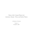 Physics 136-3: General Physics Lab Laboratory Manual