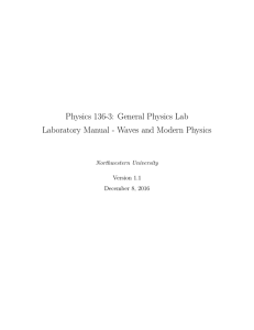 Physics 136-3: General Physics Lab Laboratory Manual