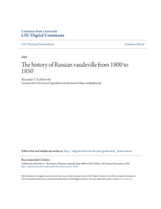 The history of Russian vaudeville from 1800 to 1850