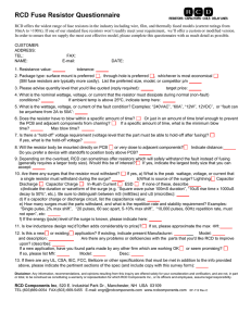 RCD Fuse Resistor Questionnaire