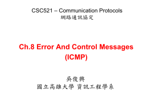 Ch.8 Error And Control Messages (ICMP)