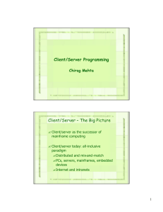 Client/Server Programming Client/Server – The Big Picture