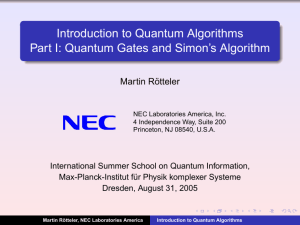 Quantum Gates and Simon`s Algorithm