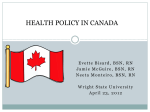 HEALTH POLICY IN CANADA