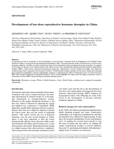 Development of low-dose reproductive hormone therapies in China