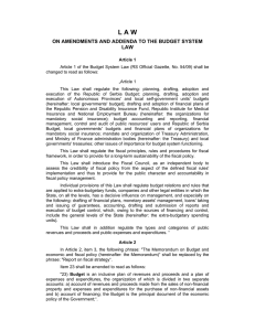 ON AMENDMENTS AND ADDENDA TO THE BUDGET SYSTEM LAW