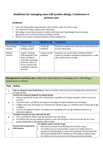 Cows milk protein allergy / intolerance