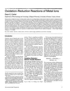 Oxidation-Reduction Reactions of Metal Ions