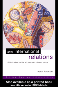 After International Relations: Critical Realism and the