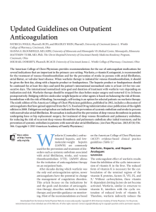 Updated Guidelines on Outpatient Anticoagulation