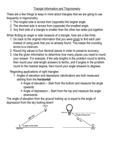 Information for Triangles and Right Triangle Trig Problems