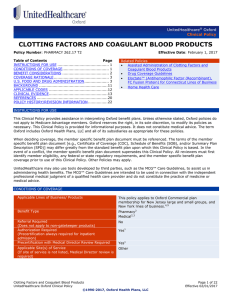 Clotting Factors and Coagulant Blood Products
