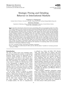 Strategic Pricing and Detailing Behavior in International Markets