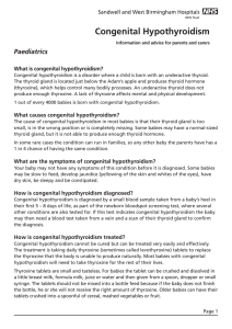 Congenital Hypothyroidism - Sandwell and West Birmingham