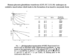 Human placenta glutathione transferase (EC2.5.1.18) T undergoes