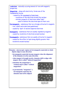 Domainsанаmicroscopic regions in ferromagnetic materials in which