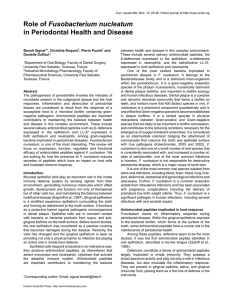 Role of Fusobacterium nucleatum in Periodontal Health and Disease