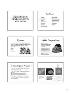 Gypsum Products: DENTAL PLASTER AND STONE Gypsum