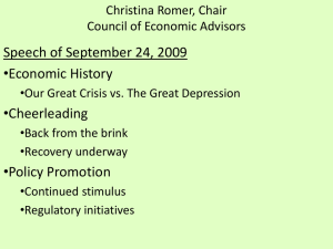 Christina Romer, Chair Council of Economic Advisors