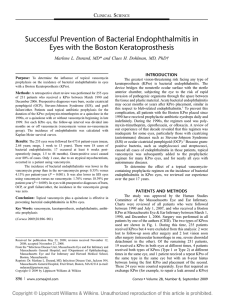 Successful Prevention of Bacterial Endophthalmitis in Eyes with the