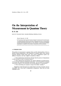 On the interpretation of measurement in quantum theory