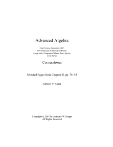 Advanced Algebra - Stony Brook Mathematics