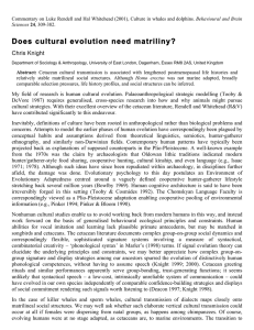 Does cultural evolution need matriliny?