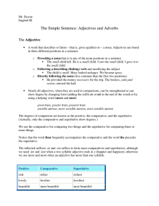 The Simple Sentence: Adjectives and Adverbs