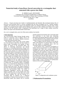 Numerical study of non-Dracy forced convection in a rectangular