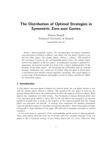 The Distribution of Optimal Strategies in Symmetric Zero-sum