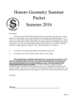 Honors Geometry Summer Packet Summer 2016 Dear Student