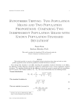 Hypothesis Testing: Two Population Means and